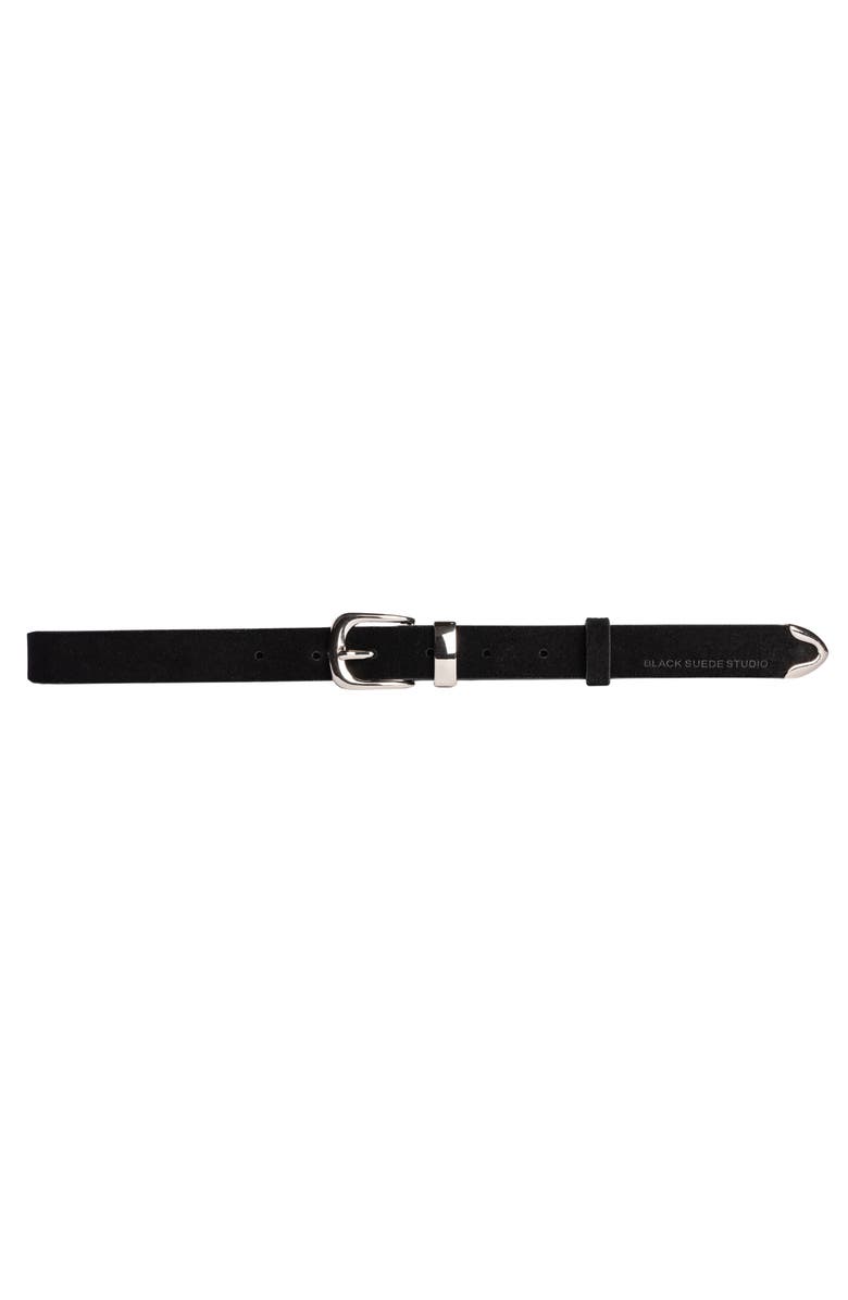 BLACK SUEDE STUDIO Western Belt, Main, color, Black/Silver