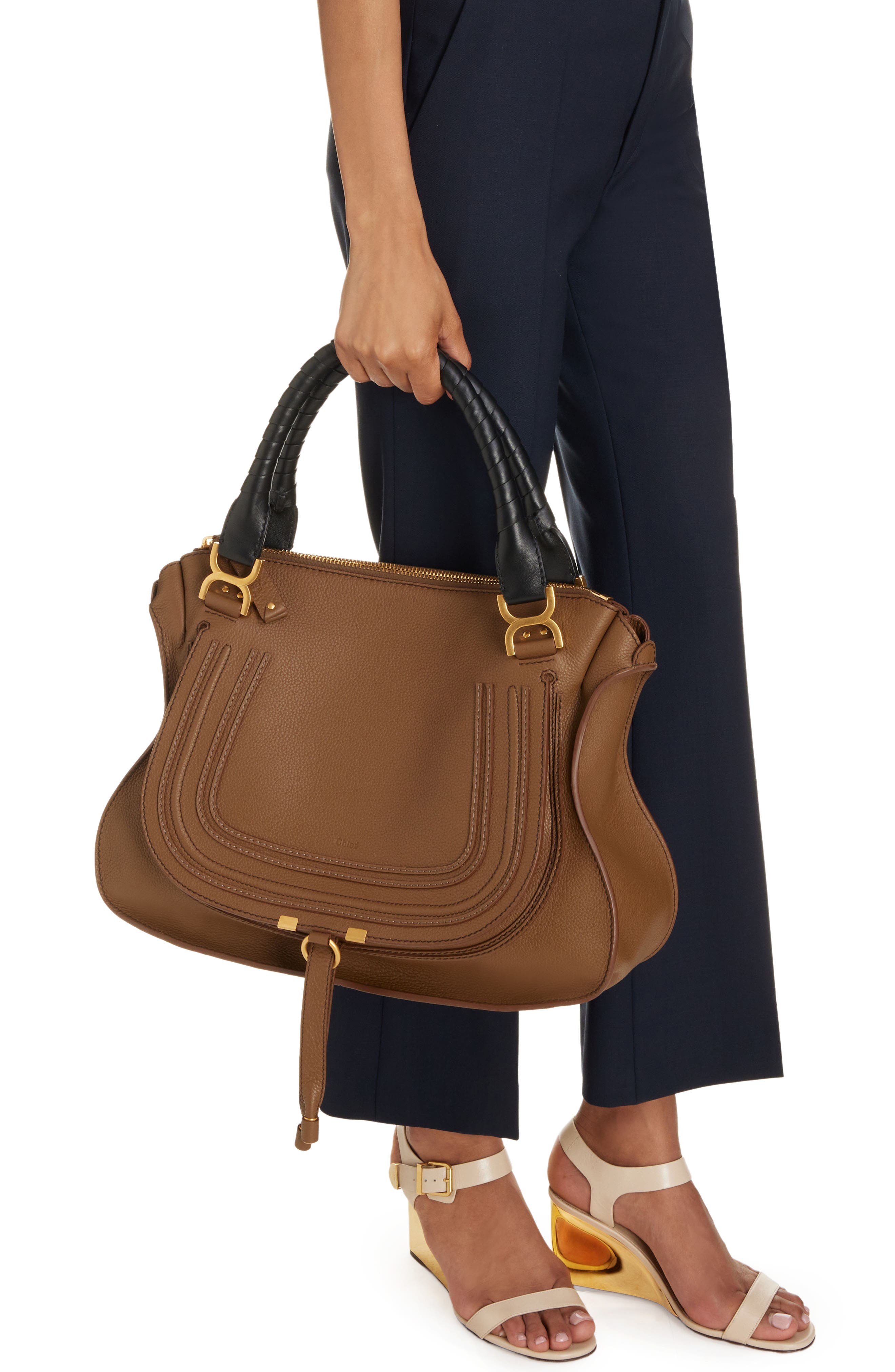 Chloé Large Marcie Leather Satchel, Alternate, color, 