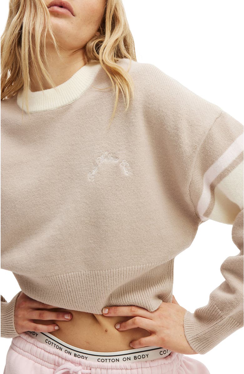 COTTON ON BODY Women's Active Stripe Knit Pullover, Main, color, Allspice Coconut Milk