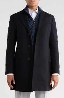 Nadim4 Wool Blend Overcoat with Quilted Bib