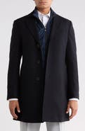 BOSS Nadim4 Wool Blend Overcoat with Quilted Bib