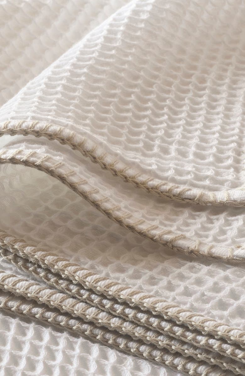 Boll & Branch Organic Cotton Waffle Blanket, Alternate, color, White/ Oak