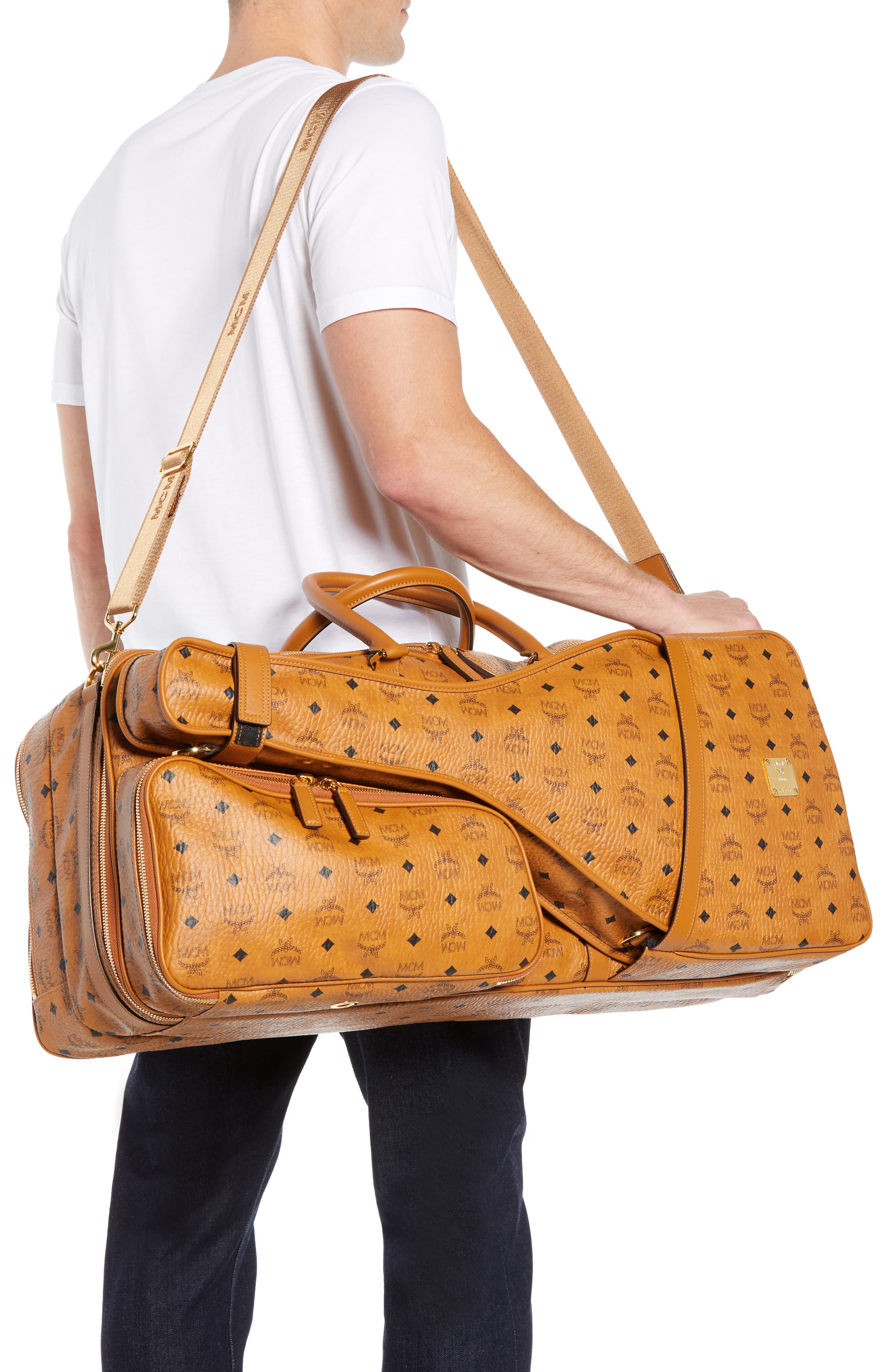 MCM Vintage Visetos Coated Canvas Tennis Bag, Alternate, color, 