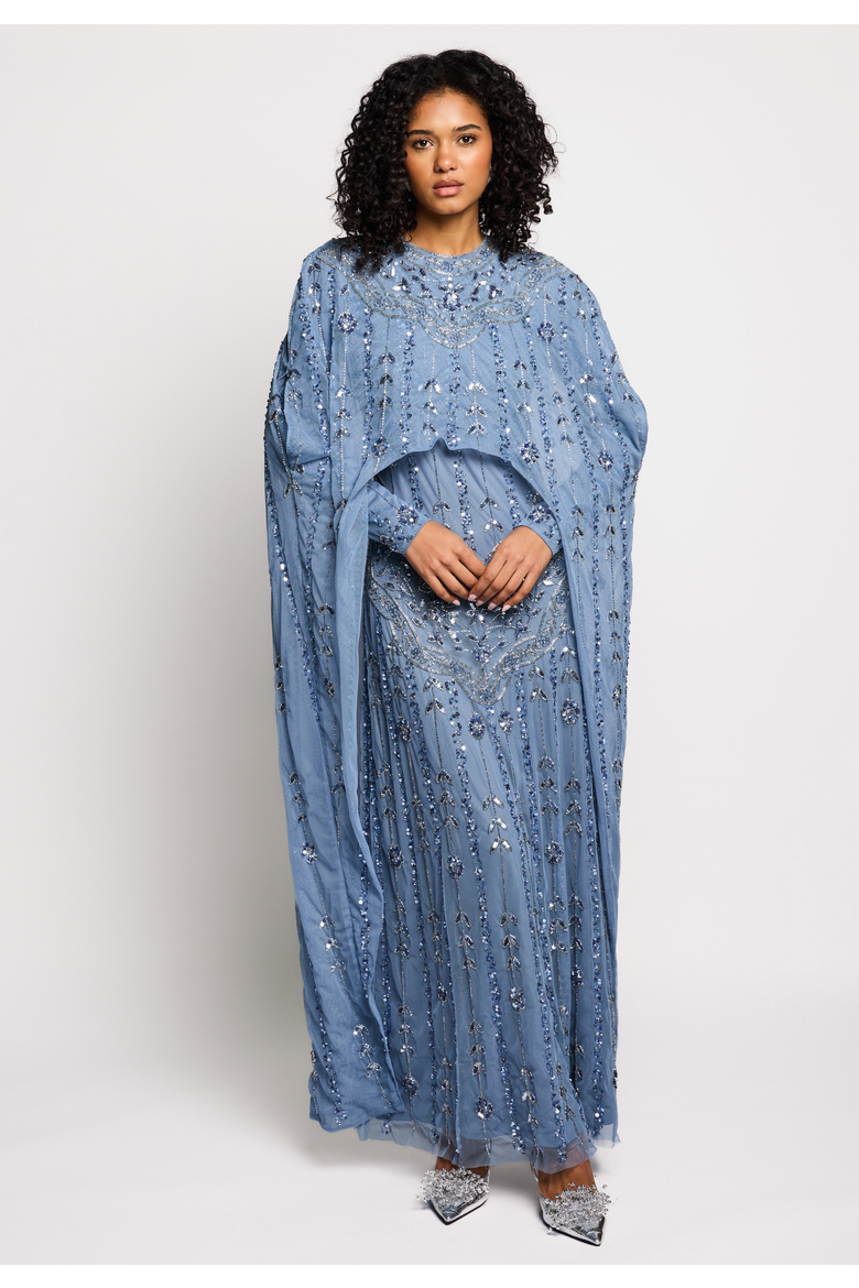 Modestcape Embellished Sequins Maxi Dress, Main, color, POWDER BLUE