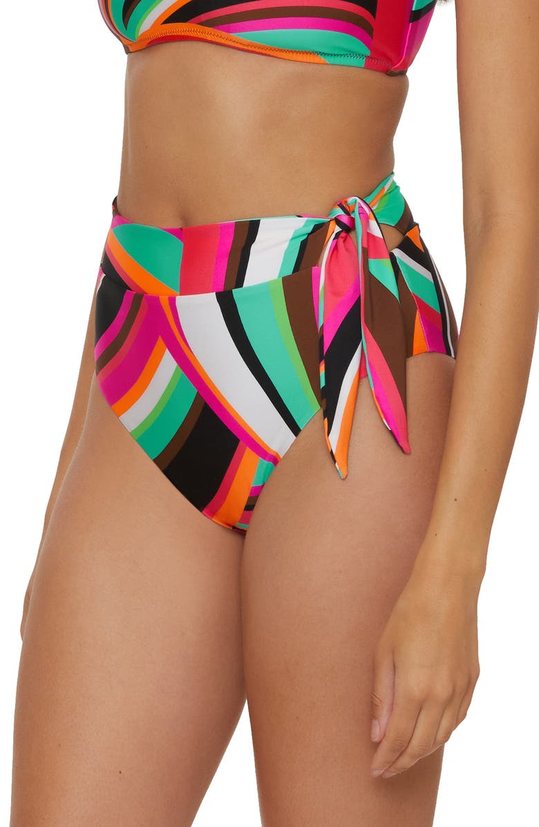 Trina Turk Scoop High Waist Bikini Bottoms, Alternate, color, Pink Multi