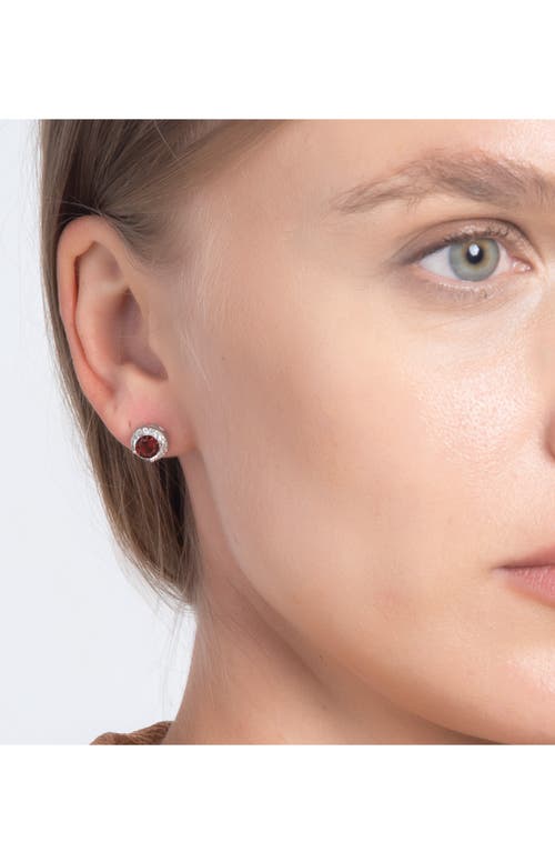 Best Silver Sterling Silver Brilliant Cubic Zirconia Halo Round Stud Earrings In Garnet/silver