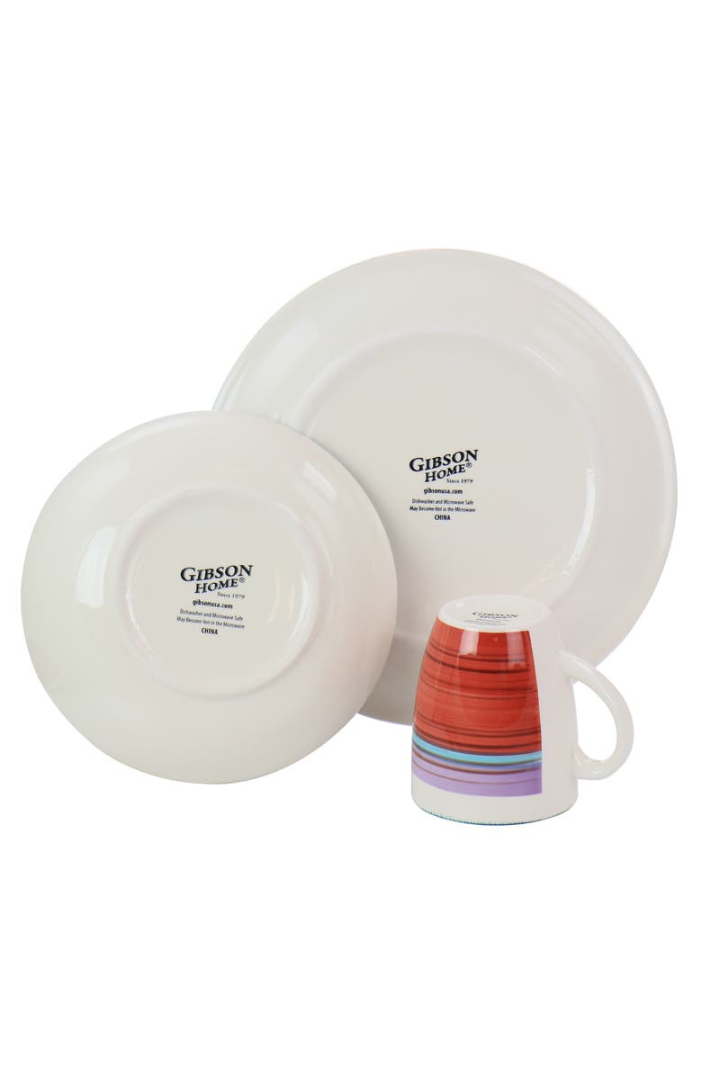 Gibson Home Richvale 12 Piece Round Durastone Dinnerware Set, Alternate, color, Red