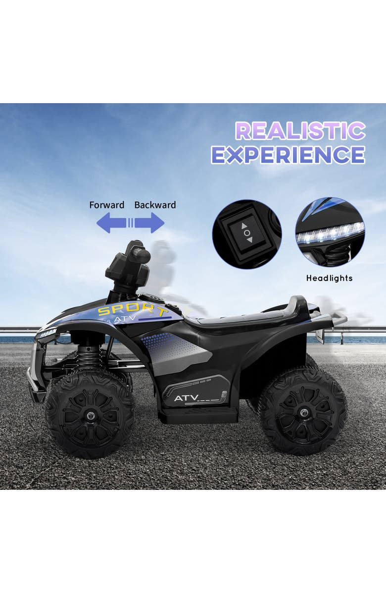 Qaba 6V Kids ATV Quad with Rechargeable Battery, Forward & Reverse, Alternate, color, Black