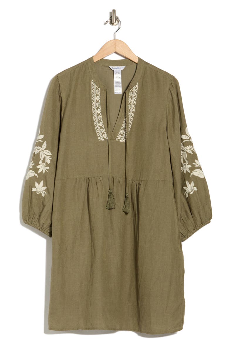 St. Lucia Floral Embroidered Dress, Main, color, TEA LEAF