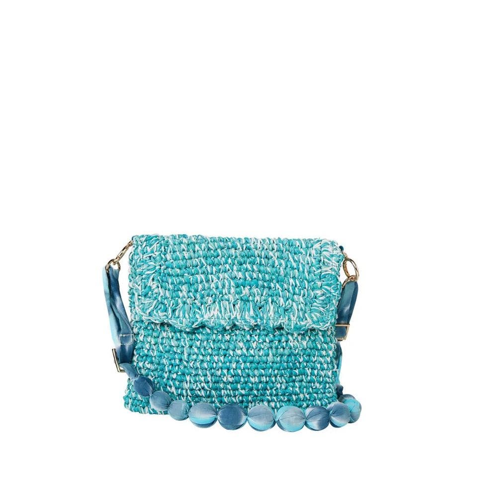 The Sabrina Raffia Shoulder Bag, Alternate, color, Blue