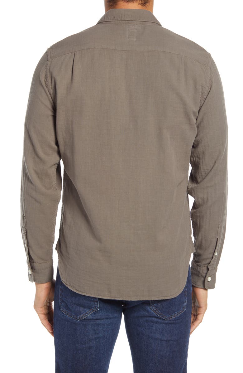 HIROSHI KATO Slim Fit Double Gauze Organic Cotton Button-Up Shirt, Alternate, color, Charcoal