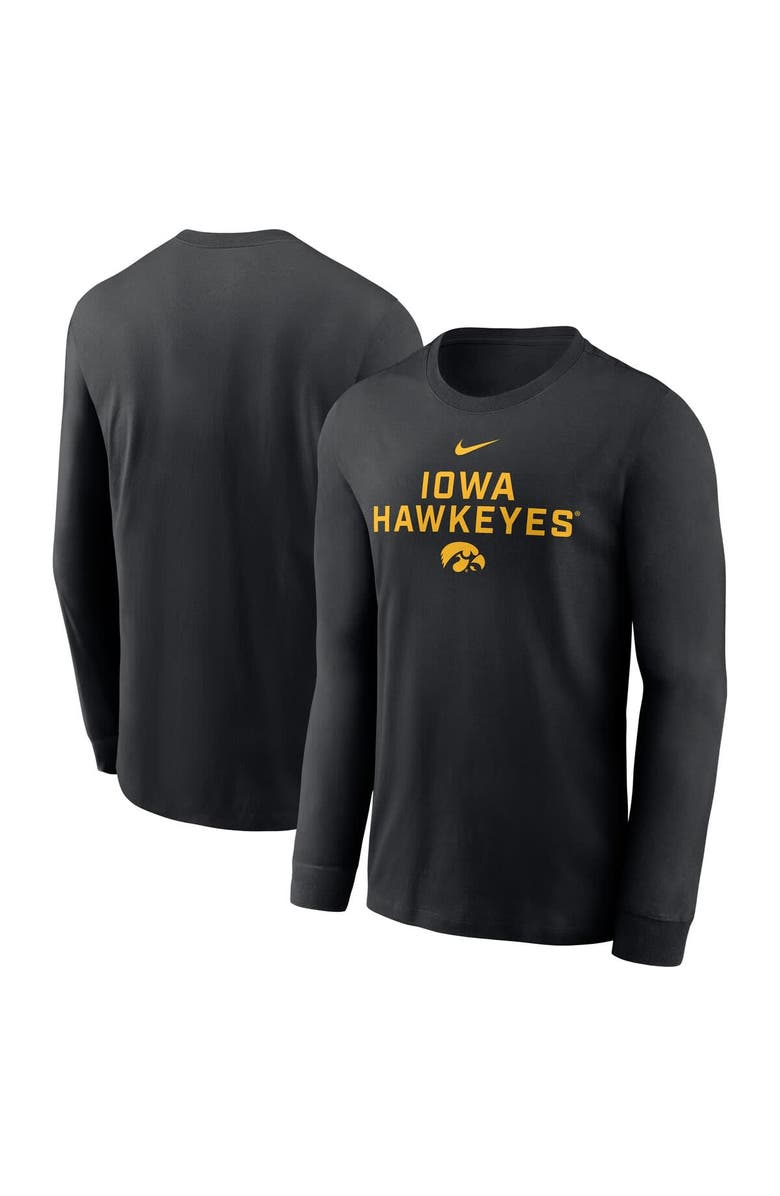 Nike Men's Nike Black Iowa Hawkeyes 2025 Sideline Performance Long Sleeve T-Shirt, Main, color, 