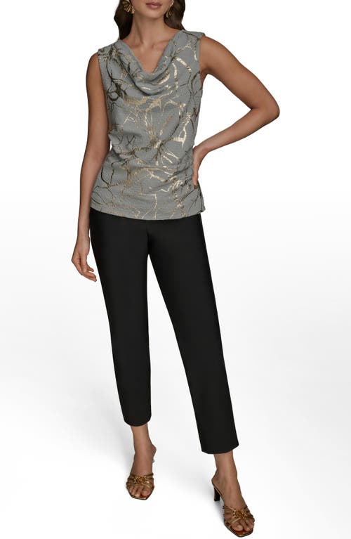 Donna Karan New York Foiled Sleeveless Cowl Neck Top In Gray