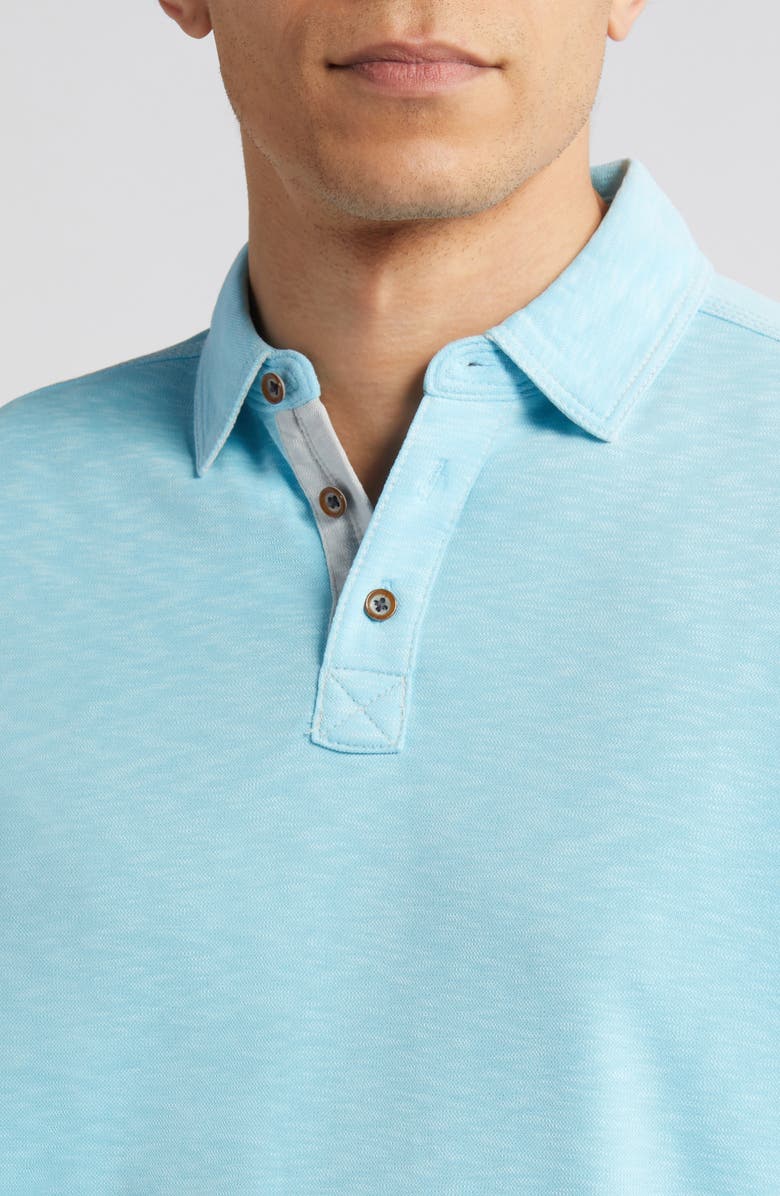 Johnston & Murphy Vintage Slub Jersey Polo, Alternate, color, Turquoise