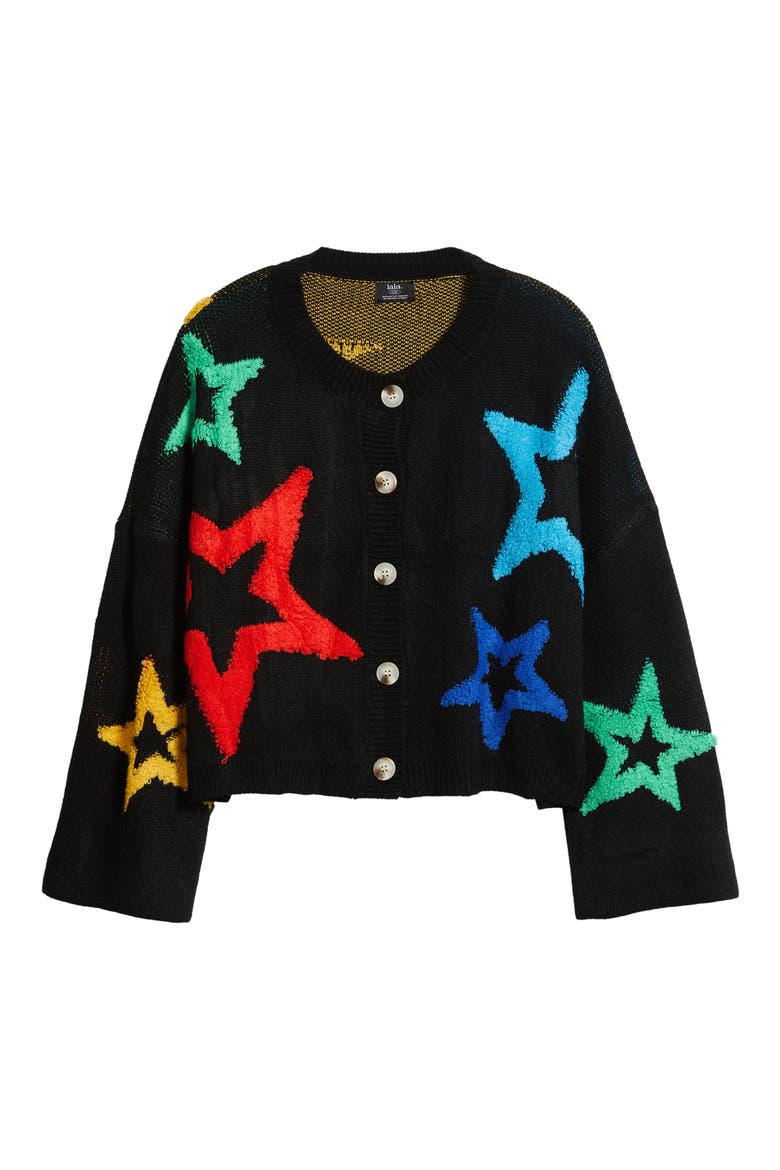 Dream of Me Boxy Cardigan, Alternate, color, BLACK WITH MULTICOLOR STARS