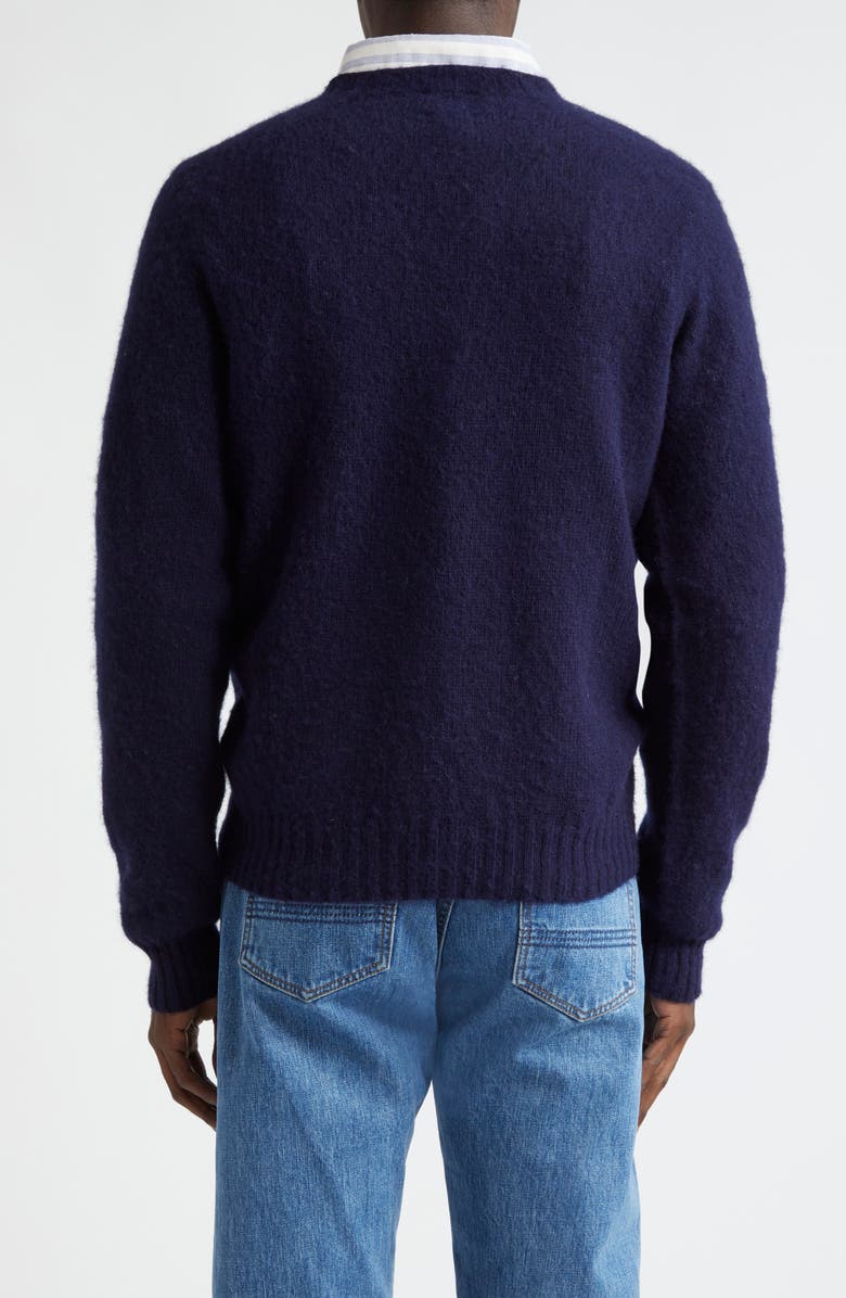 Drake's Brushed Shetland Lambswool Crewneck Sweater, Alternate, color, 250 Navy