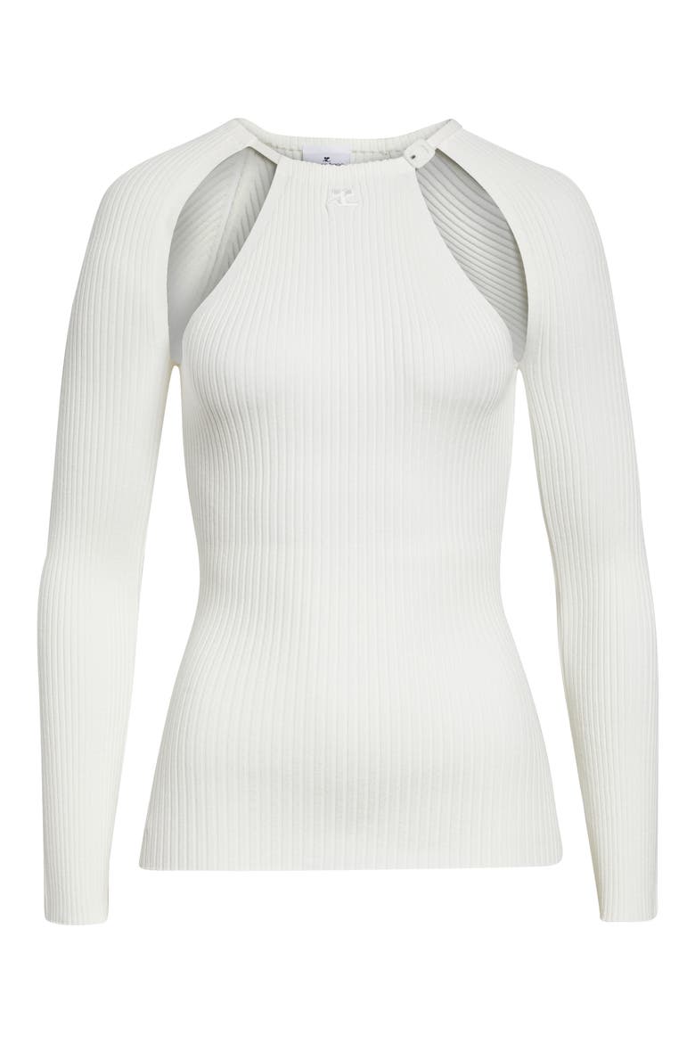 Cutout Ribbed Sweater, Alternate, color, HERITAGE WHITE