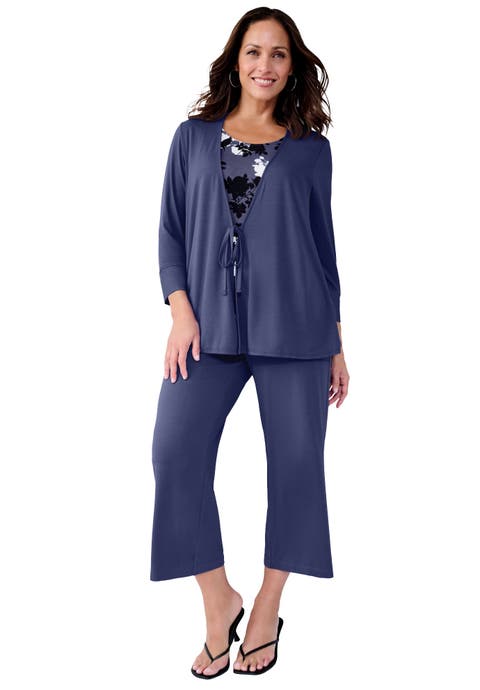 Everyday Stretch Knit Wide Leg Crop Pant (Plus)