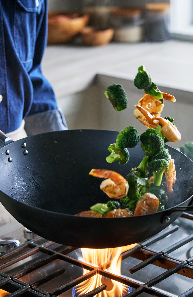 GreenPan Kyoto Carbon Steel 14-Inch Wok, Alternate, color, Black