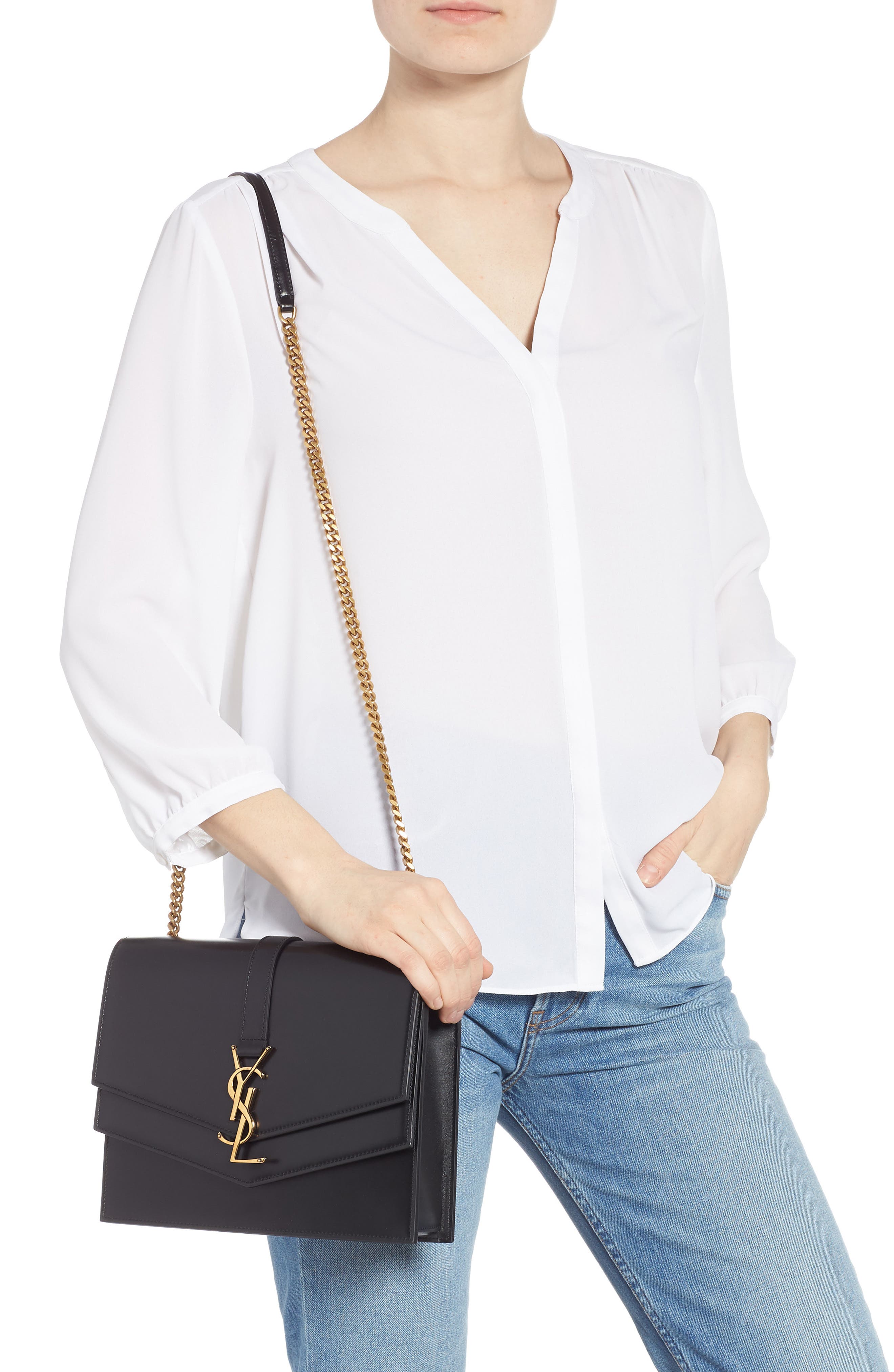 Sulpice Leather Shoulder Bag, Alternate, color, NOIR
