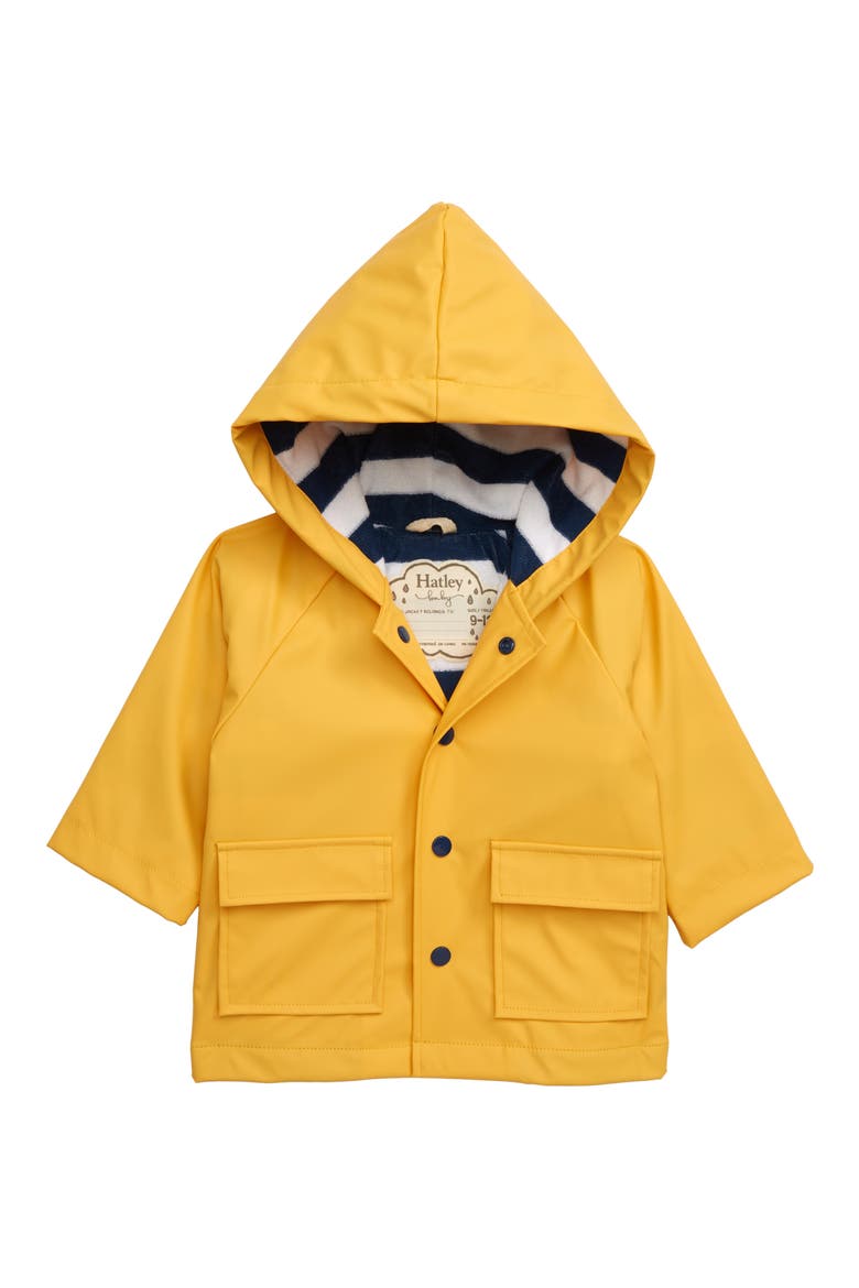 Yellow Waterproof Hooded Raincoat, Main, color, YELLOW