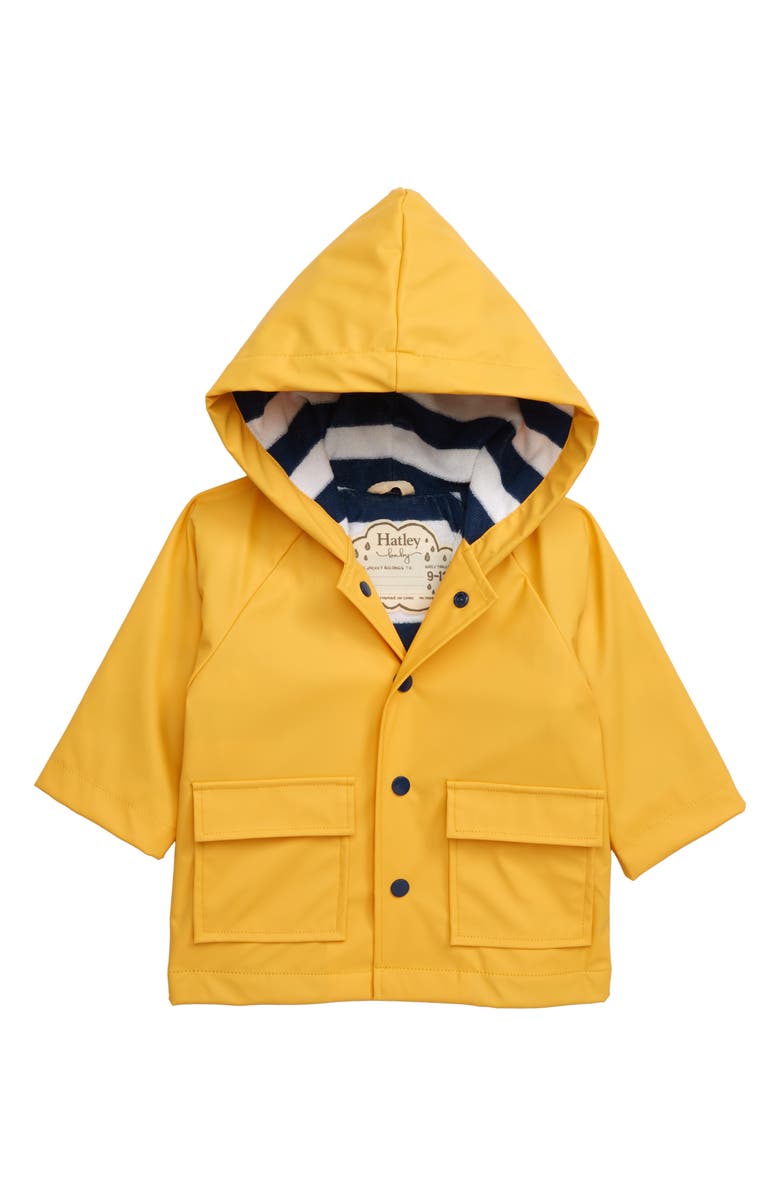 Hatley Yellow Waterproof Hooded Raincoat, Main, color, 