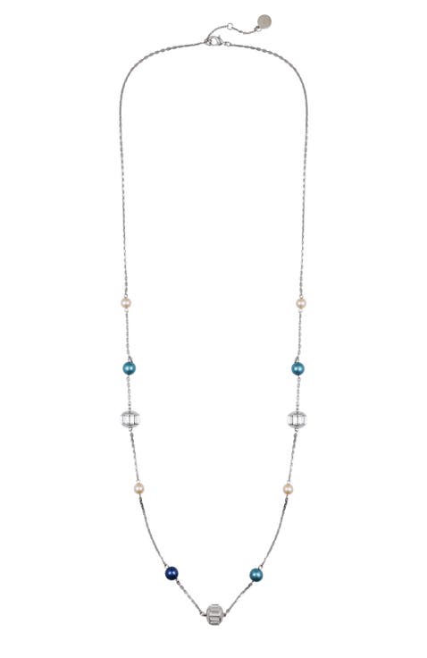 Multi-Color Pearl Bead Long Necklace