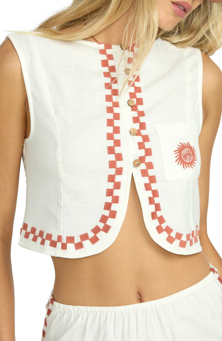 Billabong Secret Cove Embroidered Vest, Alternate, color, Salt Crystal