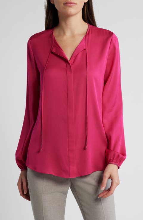 Eliza Silk Blend Button-Up Top