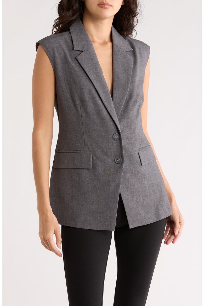 Sleeveless Blazer Vest, Main, color, GREY CHARCOAL HEATHER