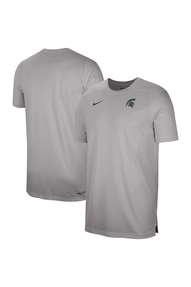Men's Nike  Heather Gray Michigan State Spartans Sideline Coaches Performance Top, Main, color, Gray