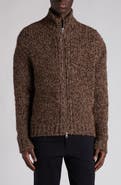 Moncler Wool & Alpaca Bouclé Full Zip Cardigan