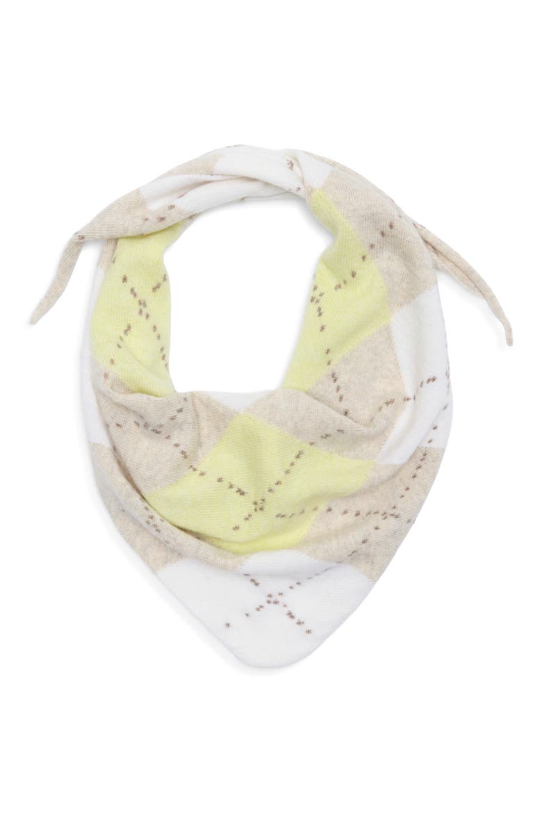 Clan Argyle Plaid Cashmere Triangle Scarf, Main, color, LUNAN SAND JU1629