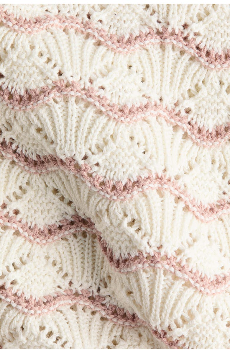 H&M Crochet-look Strappy Dress, Alternate, color, White/Pink Striped
