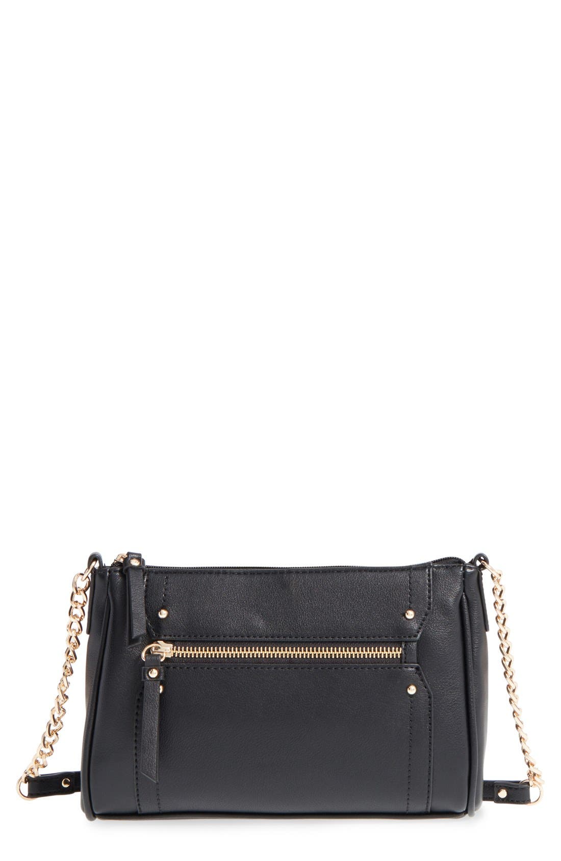 BP. Zip Front Faux Leather Crossbody Bag, Main, color, 