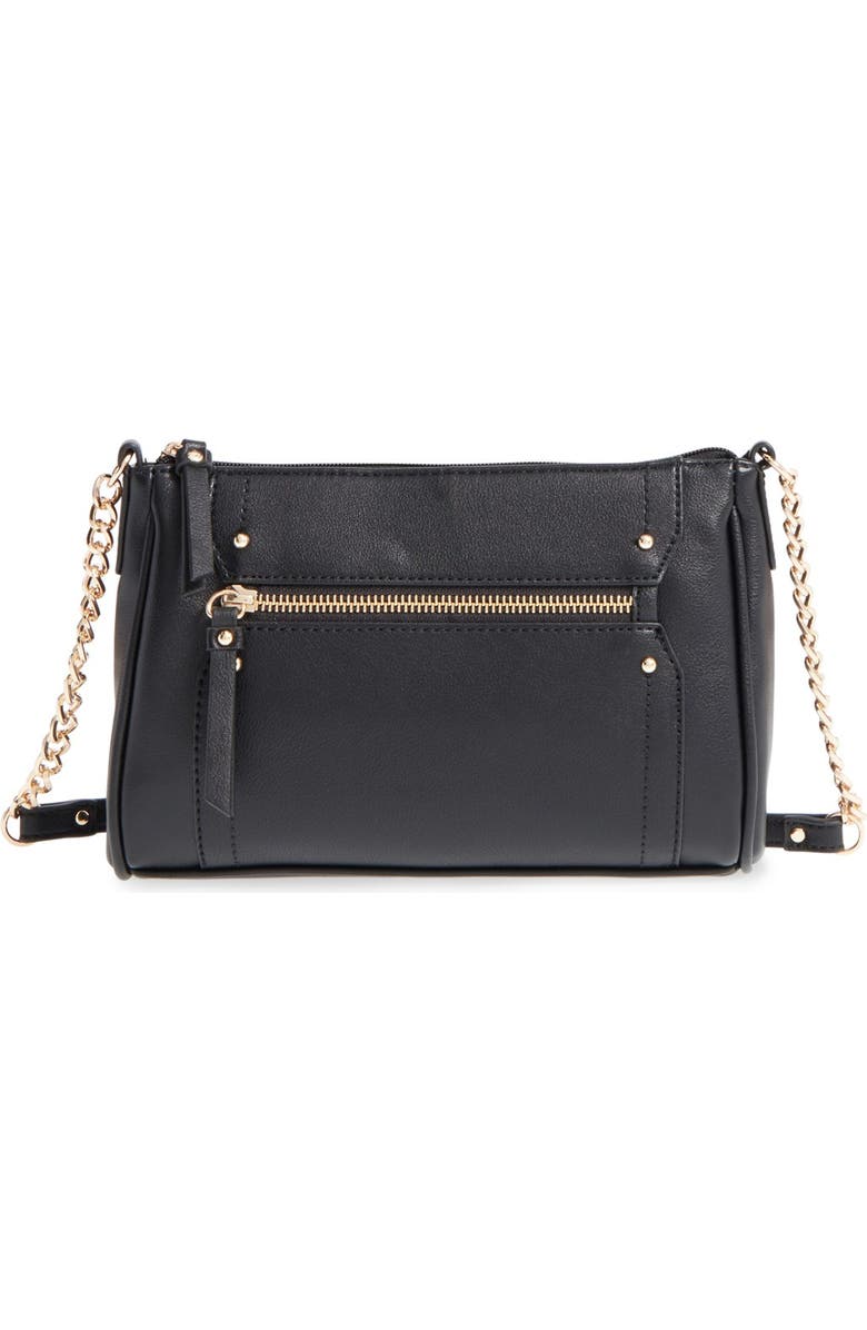 BP. Zip Front Faux Leather Crossbody Bag, Main, color,