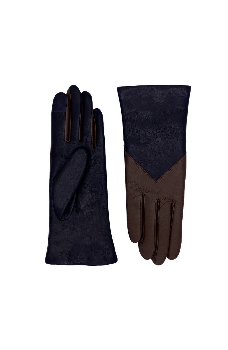 Agnelle Lambskin Glove in Two Colors and Lined with Cashmere, Main, color, Tnoir/Whisky