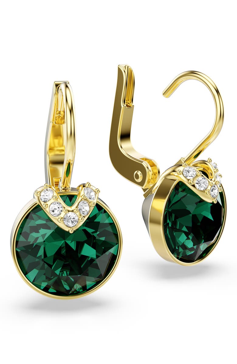 Swarovski Bella Crystal Drop Earrings, Alternate, color, Green/ Gold