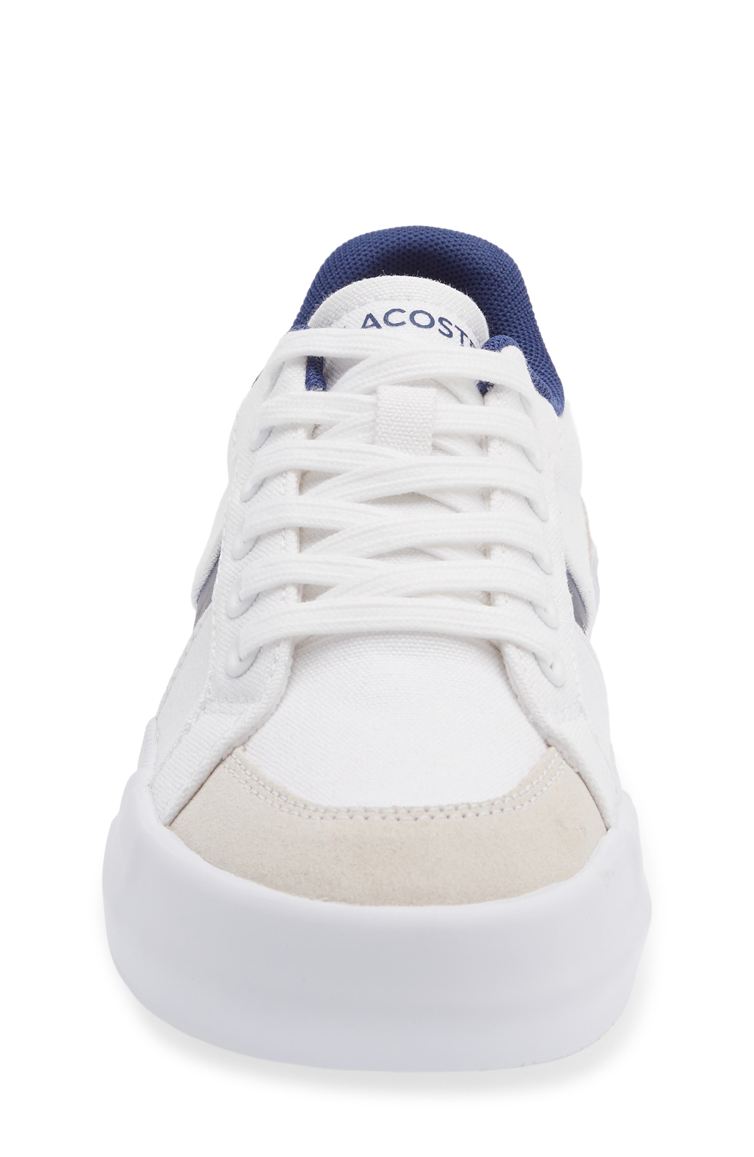 Lacoste Kids' Lace-Up Sneaker, Alternate, color, White/ Navy