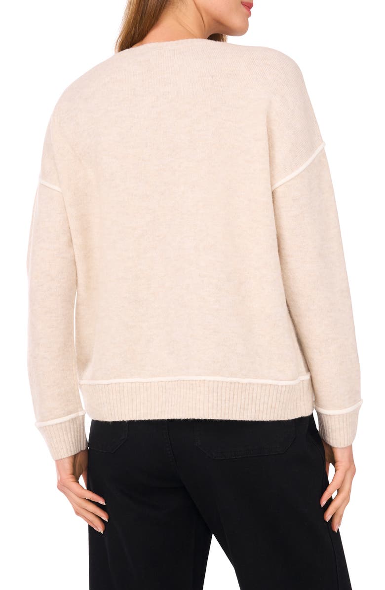 Vince Camuto Contrast Trim Crewneck Sweater, Alternate, color, Malted