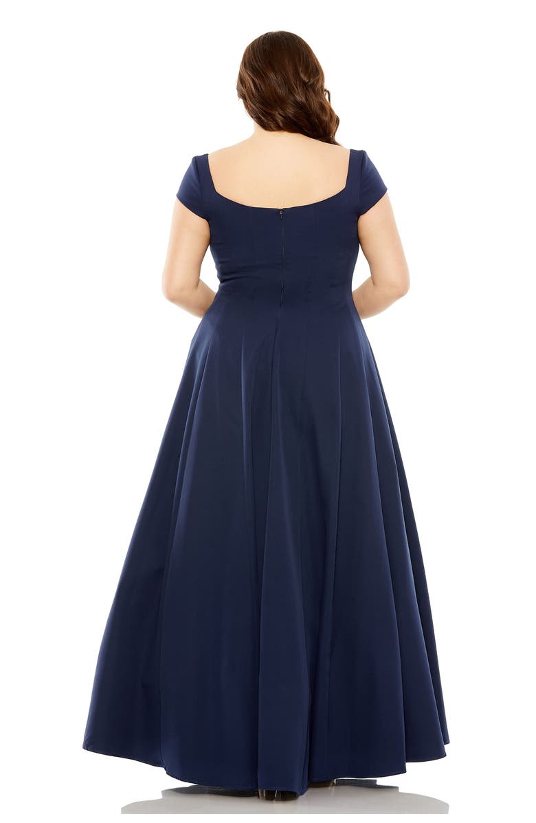Mac Duggal Cap Sleeve Square Neck Ballgown, Alternate, color, Midnight