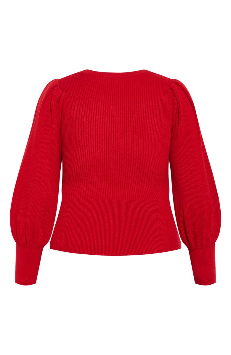 City Chic Jojo Rib Sweater, Alternate, color, Red