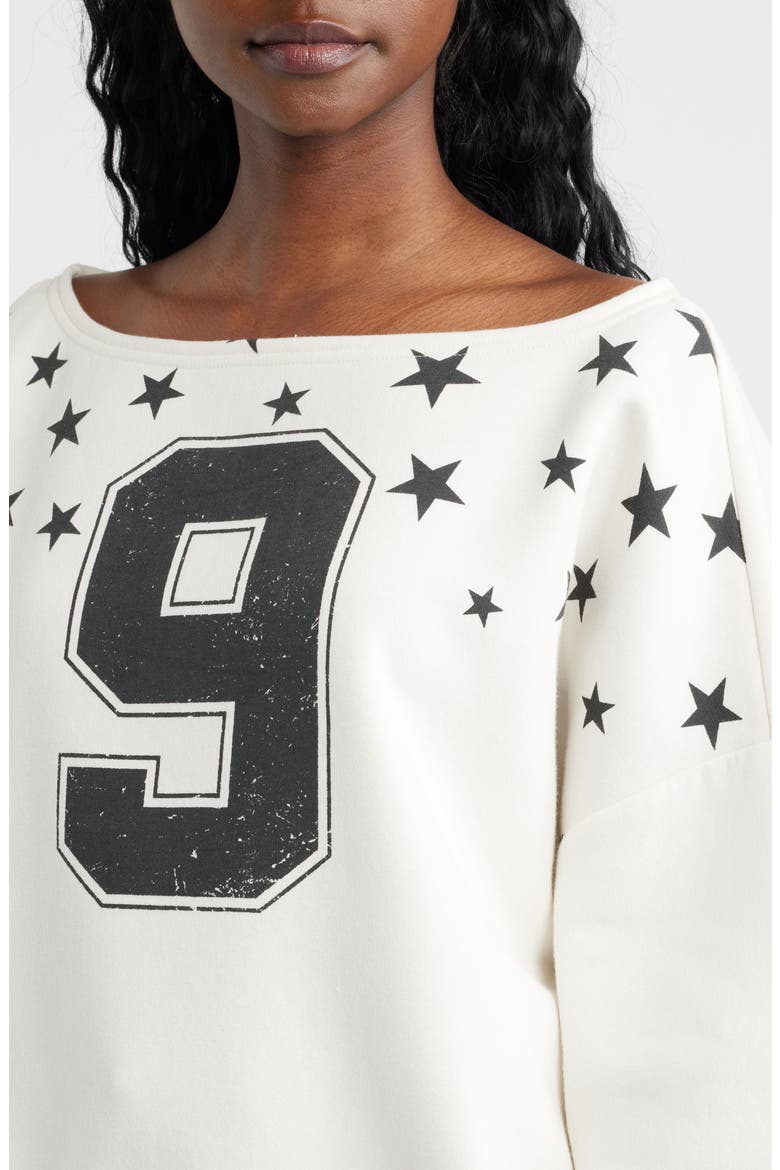 Nine Stars One Shoulder Graphic Sweatshirt, Alternate, color, MARSHMALLOW