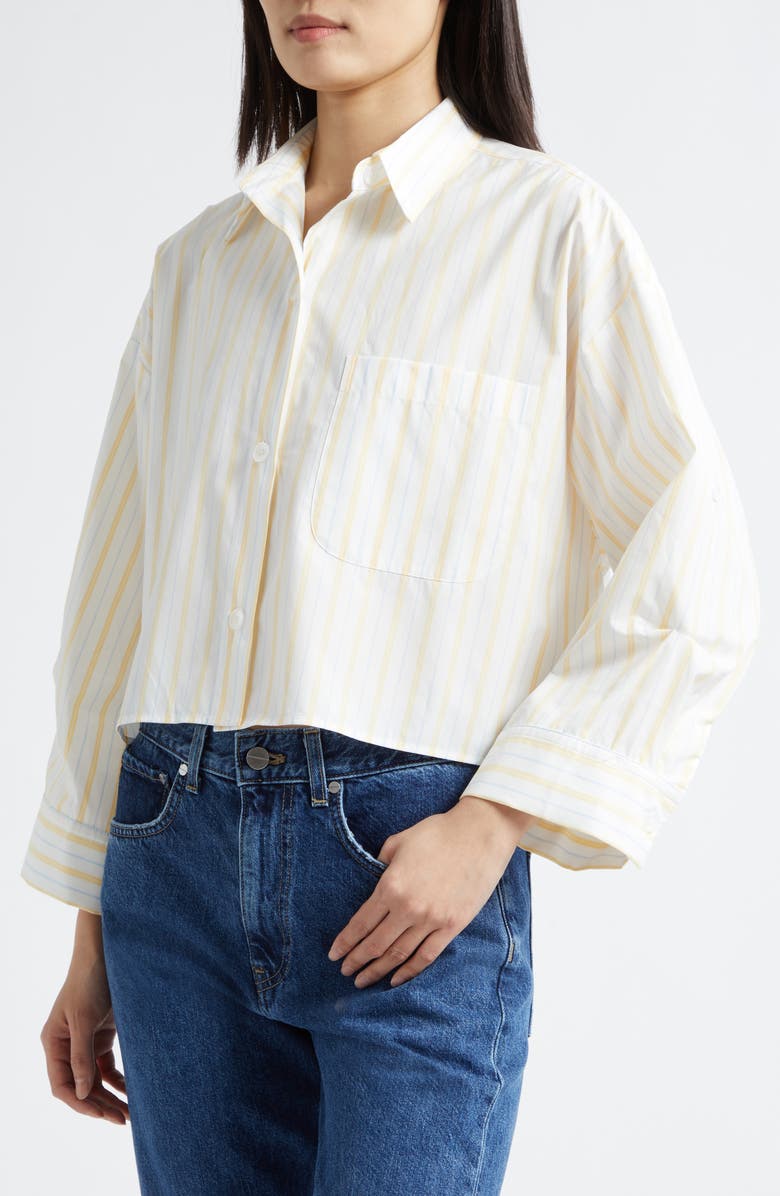 TWP Next Ex Stripe Button Front Shirt, Alternate, color, Ivory / Yellow / Blue