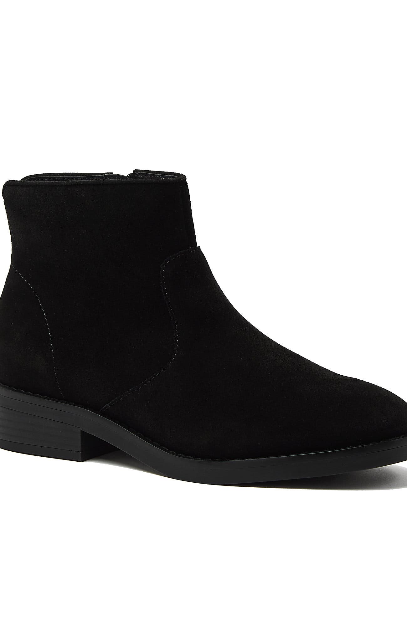 Lands' End Detailed Suede Zip Ankle Booties, Main, color, Black