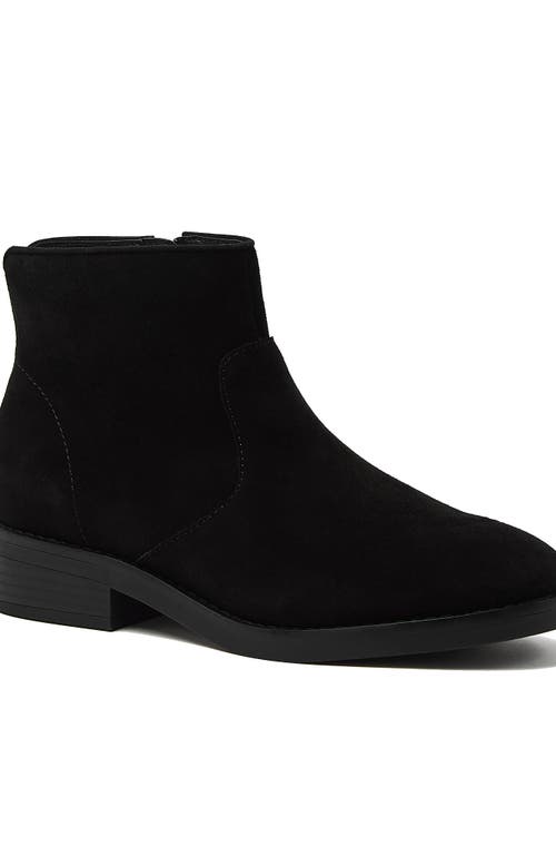 Lands' End Detailed Suede Zip Ankle Booties In Black