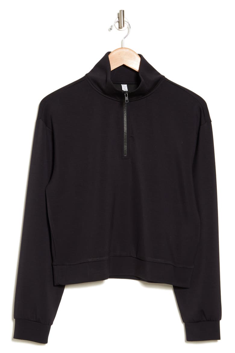 Whisper Knit Quarter Zip Pullover, Alternate, color, BLACK