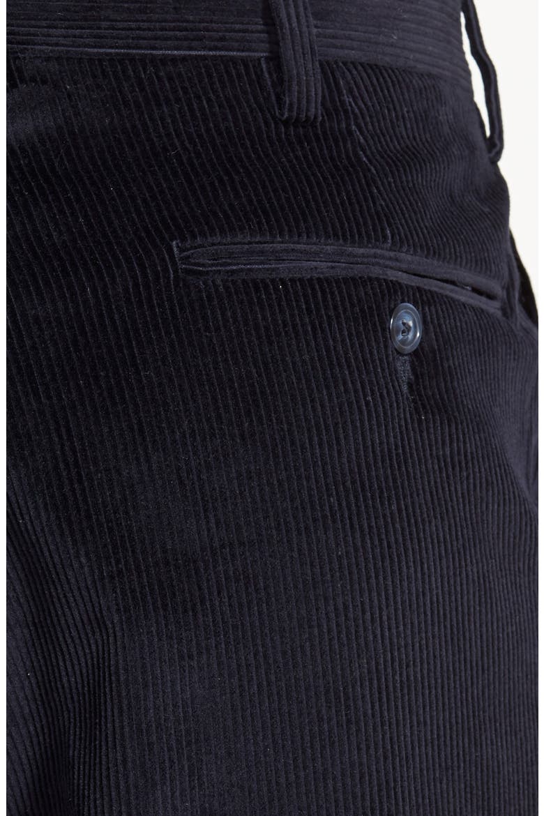 Italian 8-Wale Luxury Corduroy Pleated Trousers, Alternate, color, BLACK