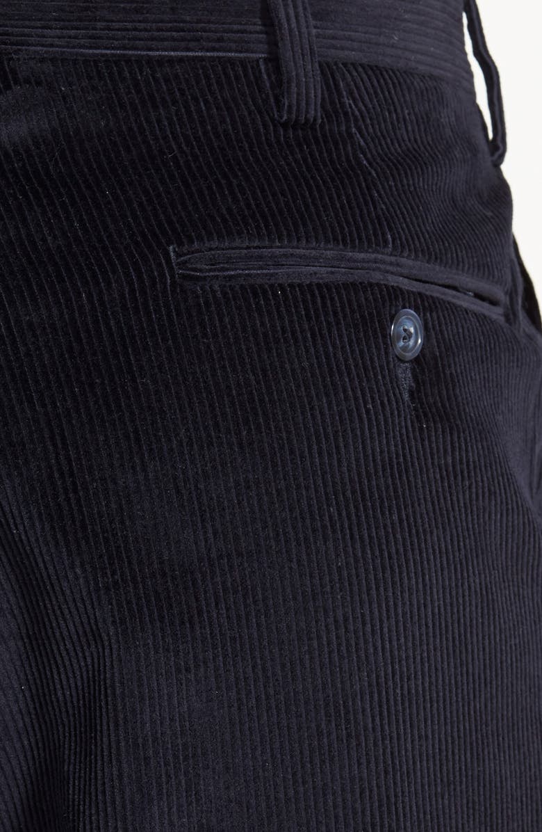 Berle Italian 8-Wale Luxury Corduroy Pleated Trousers, Alternate, color, Black