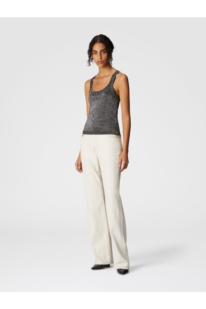 Glitter-effect Viscose Tank Top, Alternate, color, Black & Silver